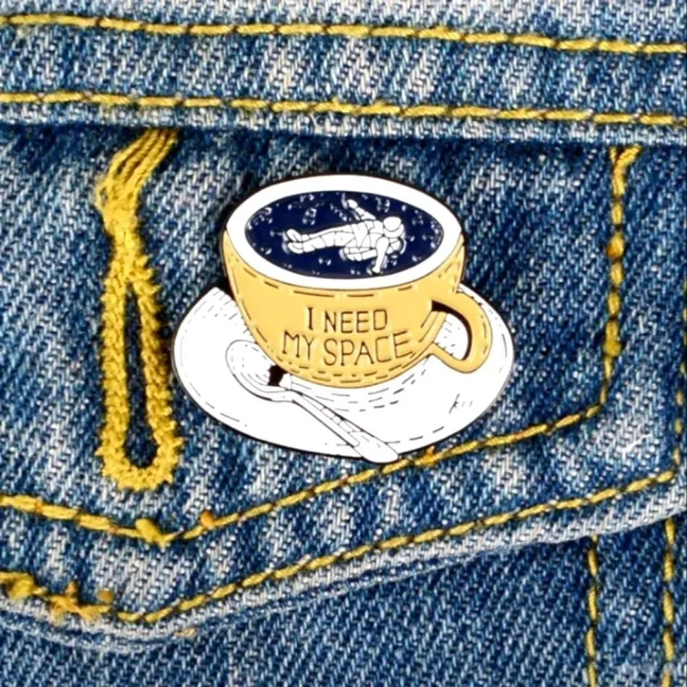 I need space coffee enamel pin